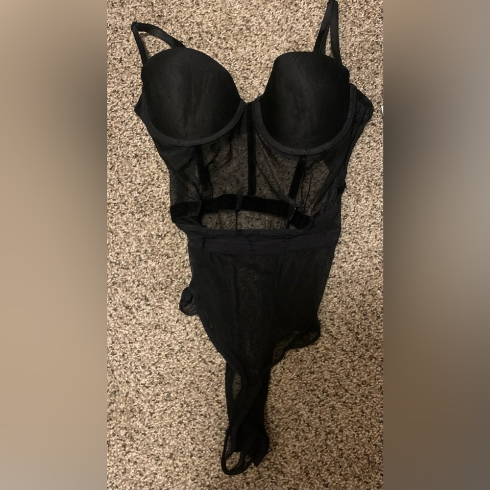Black Mesh Lingerie Bodysuit